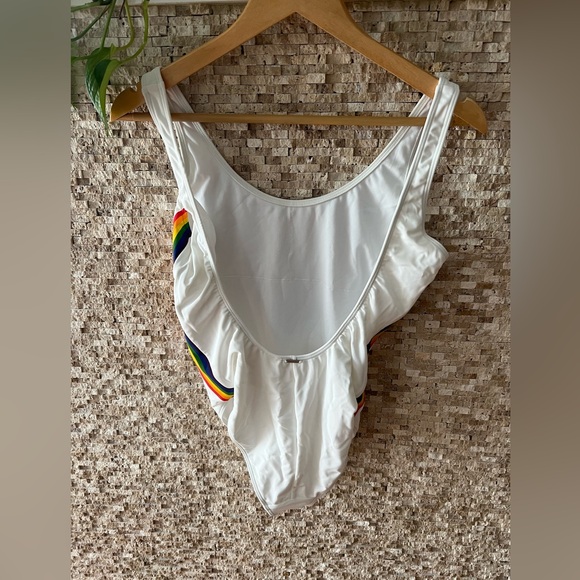 Abercrombie one piece swim with rainbow stripe - Picture 3 of 4